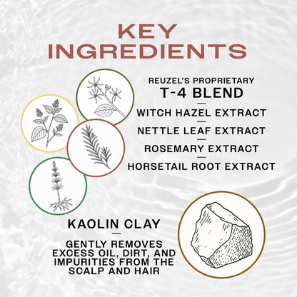 Reuzel Clay Spray hair styling product with spray nozzle, showcasing its packaging and label for textured, matte finish styling.