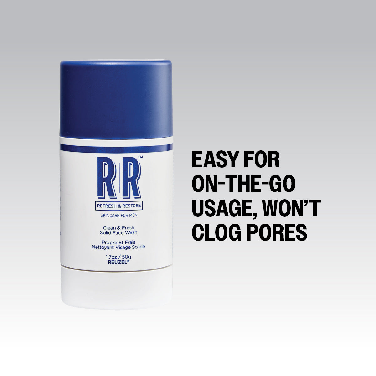Reuzel Europe Clean & Fresh Solid Face Wash Stick with smooth, natural texture for cleansing skin.