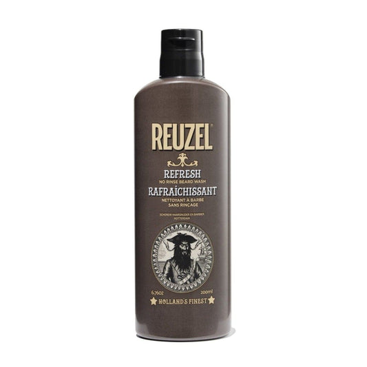 Reuzel Refresh No Rinse Beard Wash in 200ml bottle, natural beard grooming product with easy rinse formula