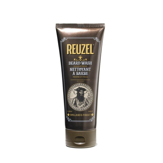 Reuzel Clean & Fresh Beard Wash bottle with label, showcasing a beard grooming product for cleaning and refreshing facial hair.